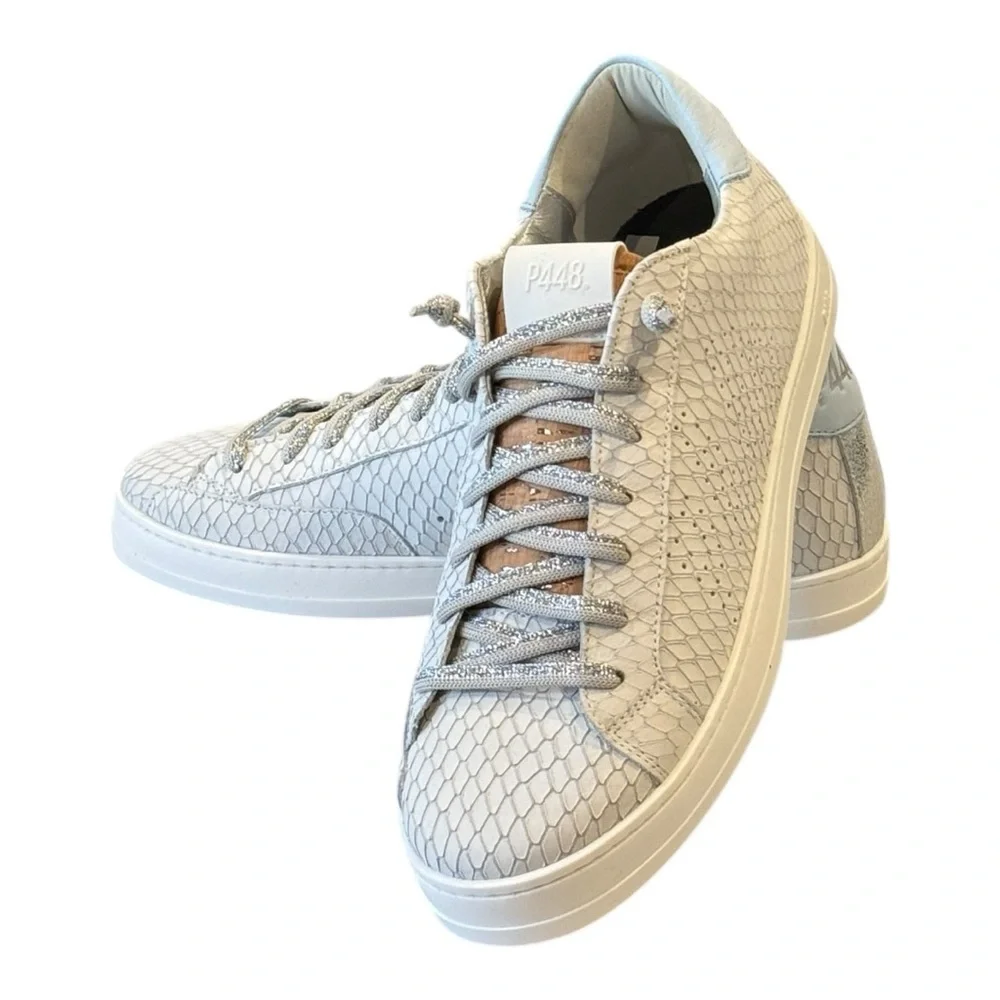 P448 John Margot Embossed Leather Sneakers Sky Size 41 / 11 NEW